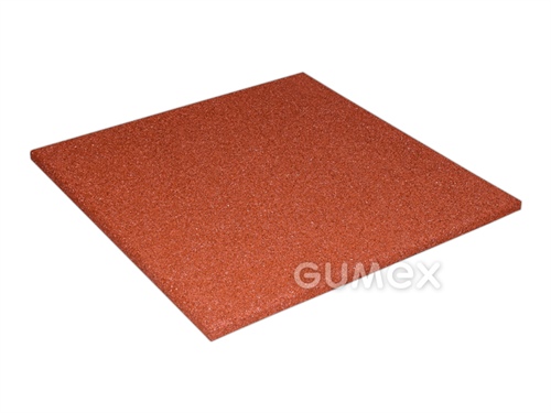 Športová elastická dlažba hladká ELASTON-ELTEC, hrúbka 30mm, 500x500mm, HIC 100, recyklovaná guma, červenohnedá